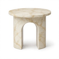 Table d'appoint arquée en marbre Calacatta, table en pierre naturelle, table de chevet