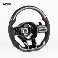 Volant sport Plug & Play pour Mercedes Benz en fibre de carbone, classes C, E, S, W205, W213, GLC, GLE, GLS, CLS, SLK, cuir avec surpiqûres rouges