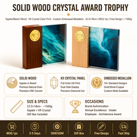 Personnalisation de trophées en cristal, médailles sur mesure, plaques de récompense créatives en bois massif pour la fin de l'année, plaques d'autorisation d'agent gravées