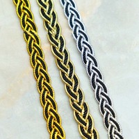 11mm bricolage vêtements accessoires maison Textile tapisserie d'ameublement tressé dentelle ruban embellissement couleur métallique or Gimp cordon bord garnitures