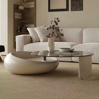 Table basse Zayshine moderne italienne avec base en PRV et plateau en verre, ensemble de meubles de salon circulaires, simplicité, table à thé rotative