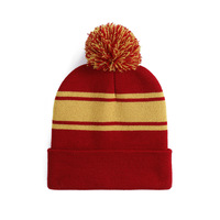 Bonnet tricoté rayé 100 % acrylique personnalisé avec logo brodé, style urbain unisexe, idéal pour l'hiver et les voyages