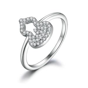 Bague en argent sterling 925 de style chinois minimaliste, motif <span class=keywords><strong>gourde</strong></span> ajouré et massif - Product Image 1