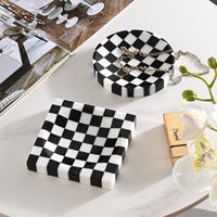 Élégante Table Basse Moderne en Marbre Faite à la Main, Plateau à Carreaux, Organisateur de Bijoux pour Mariage et Ramadan, Porte-Montres et Clés, Plat de Service pour la Maison