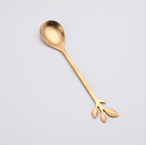 Chất Lượng Hàng Đầu Sáng Tạo Trà Khuấy Thìa Retro Rose Gold Lá Xử Lý Cà Phê Muỗng Trái Cây <span class=keywords><strong>Fork</strong></span> Set - Product Image 4