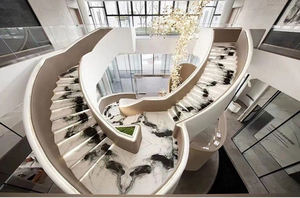 Großhandels preis Naturstein Marmor Treppen geländer Panda White Treppen für die Dekoration - Product Image 4