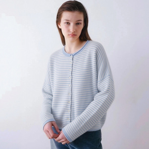 Fabricantes de Ropa Profesional, Suéteres de Punto a Rayas para Mujer, Cárdigan de Manga Larga con Botones - Product Image 3