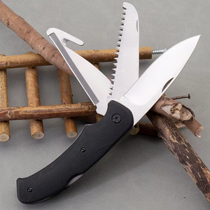 Portable Outdoor Camping and Hunting DIY OEM Folding Bushcraft Knife with Laser Engraving 3 <strong>Blades</strong> Plastic Saw &amp; Rope Cutter - Product Image 2