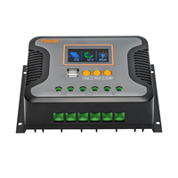 Contrôleur de charge solaire PWM 30A 3 étapes pour 12V/24V avec fonction de contrôle d'éclairage, protection IP30, max PV 100V