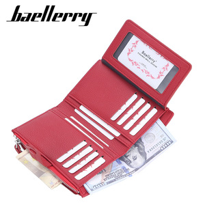 กระเป๋าสตางค์ผู้หญิง Baellerry หนัง PU ขนาดกลาง ช่องใส่บัตรหลายช่อง พร้อมซิปและตัวล็อค สีแดง ขนาด 7 นิ้ว - Product Image 2