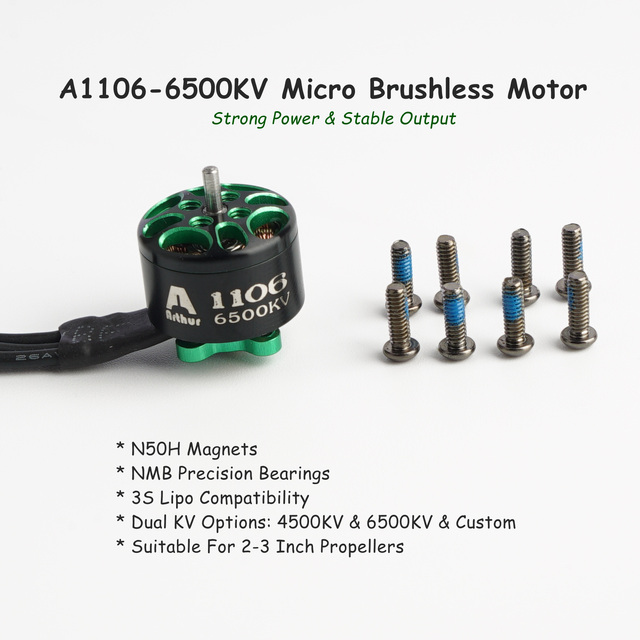 Flashobby High Power 2-4S 273g Thrust 1106 4500KV Micro Brushless FPV Motor CCW for Mini Drone Racer Aircraft