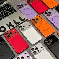 Étui de téléphone magnétique en TPU+PC à motif cuir pour 17 Pro Max avec protection antichoc 360° et film de protection d'objectif en verre