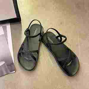 Sandalias de playa romanas de punta abierta para mujer, estilo coreano, planas, con una tira, para verano 2026, moda casual para exterior - Product Image 4