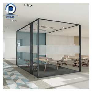 Partición de vidrio de madera de aluminio sin marco Prima con persianas - Product Image 6