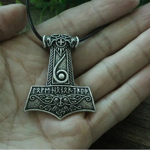 Viking men necklace <strong>Mjolnir</strong> <strong>pendant</strong> Thor's hammer Norse God jewelry Maxine Miller runes Wiccan <strong>pendant</strong> - Product Image 1