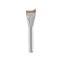 Pinceau de maquillage pour le visage en fibres synthétiques avec manche en plastique, tête plate en forme de croissant, ultra-fin, pour fond de teint et maquillage microfibre