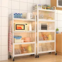 Organizador de cocina de 3-5 capas, 80 cm, hardware de almacenamiento, estante, armarios, puerta de armario de succión magnética