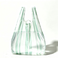 Sac gilet jetable en PEHD rayé vert menthe épaissi, pliable, étanche, pour courses quotidiennes et emballage plastique