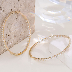 Classic14K 10K <b>Solid</b> Yellow Gold DEF VVS Moissanite Diamond <b>Hoop</b> <b>Earrings</b> Customized Fine <b>Earrings</b> Jewelry Women for Party - Product Image 2