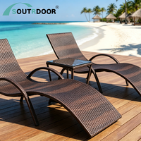Chaise longue de jardin portable en métal et aluminium avec structure pliable pour patio, cour, parc et hôtels