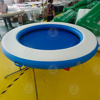 Hamac flottant de forme ronde avec coussin solaire gonflable pour chaise longue d'extérieur Hamac à eau circulaire avec centre en maille