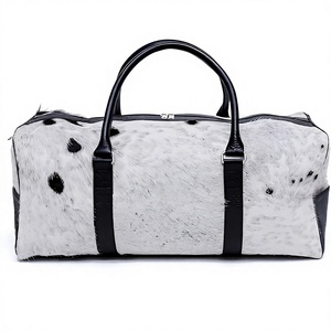 Bolso de Cuero Vacuno, Forma Ovalada, Correa de Hombro, Cierre de Cremallera, Ligero, Duradero, Ecológico, Marrón Blanco, Unisex - Product Image 1