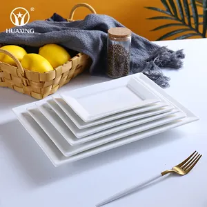 High Quality Restaurant and Hotel Ceramic Rectangle Dinner Plate and Dishes Porcelain