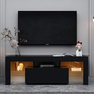 ブラックウッドLED <span class=keywords><strong>TV</strong></span>スタンド引き出し付き65インチテレビスタンド用モダンエンターテインメントセンターLEDTVキャビネット - Product Image 6