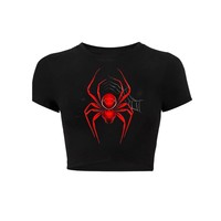 T-shirt imprimé Y2K mignon et tendance pour femme, nouvelle collection, manches courtes, décontracté, style streetwear cool, style européen, crop top tendance