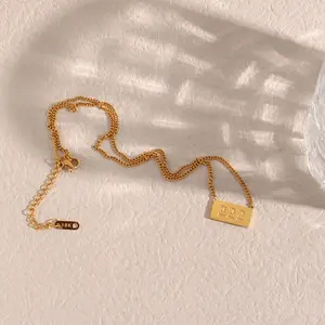 Colgante cuadrado de Ángel de acero inoxidable chapado en oro de 18k para mujer, gargantilla de cadena cubana, joyería impermeable de verano, 111 A 999