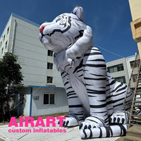 Ballon de tigre blanc gonflable de taille sur mesure, belle mascotte gonflable de tigre pour la décoration extérieure de zoo
