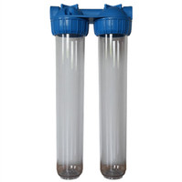 Système de purification d'eau manuel sous l'évier, 20 pouces, double étage, 800 GPD, écologique, en plastique, avec filtre à charbon actif italien