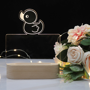 Popular Australian Style <strong>Duck</strong> 3D Night <strong>Light</strong> , Oval Wood Base Led Table Lamp With Blank Acrylic for DIY - Product Image 1