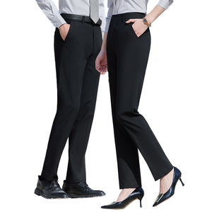 Unisex Straight Leg <b>Trousers</b> Polyester Micro <b>Elastic</b> <b>Work</b> Pants 2025 New Style - Product Image 5