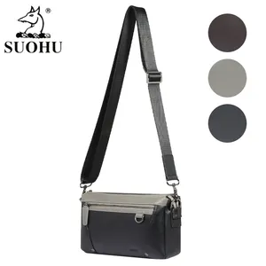 SUOHU Bán Buôn Nhỏ Dây Kéo Da Vai Túi Bolsas De Hombro Chống Thấm Nước Vai Túi Người Đàn Ông