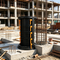 Sistema de Encofrado de Acero Plástico de Alta Resistencia para Columnas Redondas, Reutilizable, para Construcción Versátil