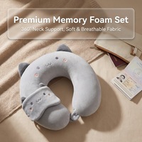 Oreiller de voyage ergonomique en mousse à mémoire de forme en forme de U avec logo, support cervical 360°, respirant et ultra-doux en Spandex, pour le transport transfrontalier
