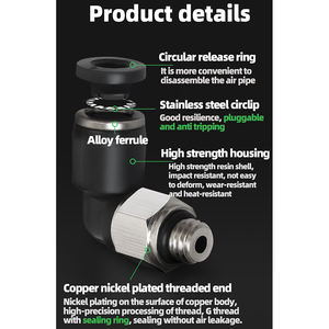 <span class=keywords><strong>PL</strong></span>系列黑色快速耦合器气动配件空气软管连接器 - Product Image 6