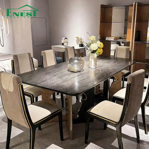 Italian Light Luxury Marble Beechwood Modern Dining <strong>Table</strong> Set with 6 Chairs <strong>Stable</strong> for High End Villa - Product Image 3