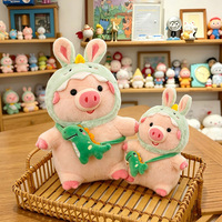 Peluche de cochon en velours de vison de qualité supérieure de 30-50 cm avec oreilles de lapin et sac dinosaure - Cadeau animal en peluche doux pour enfants