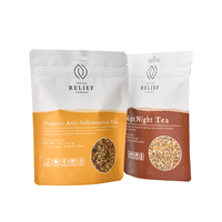 Sachets en plastique à fond plat, étanches à l'humidité, finition brillante, anti-odeur, pour café, thé, aliments, emballage refermable, vente en gros