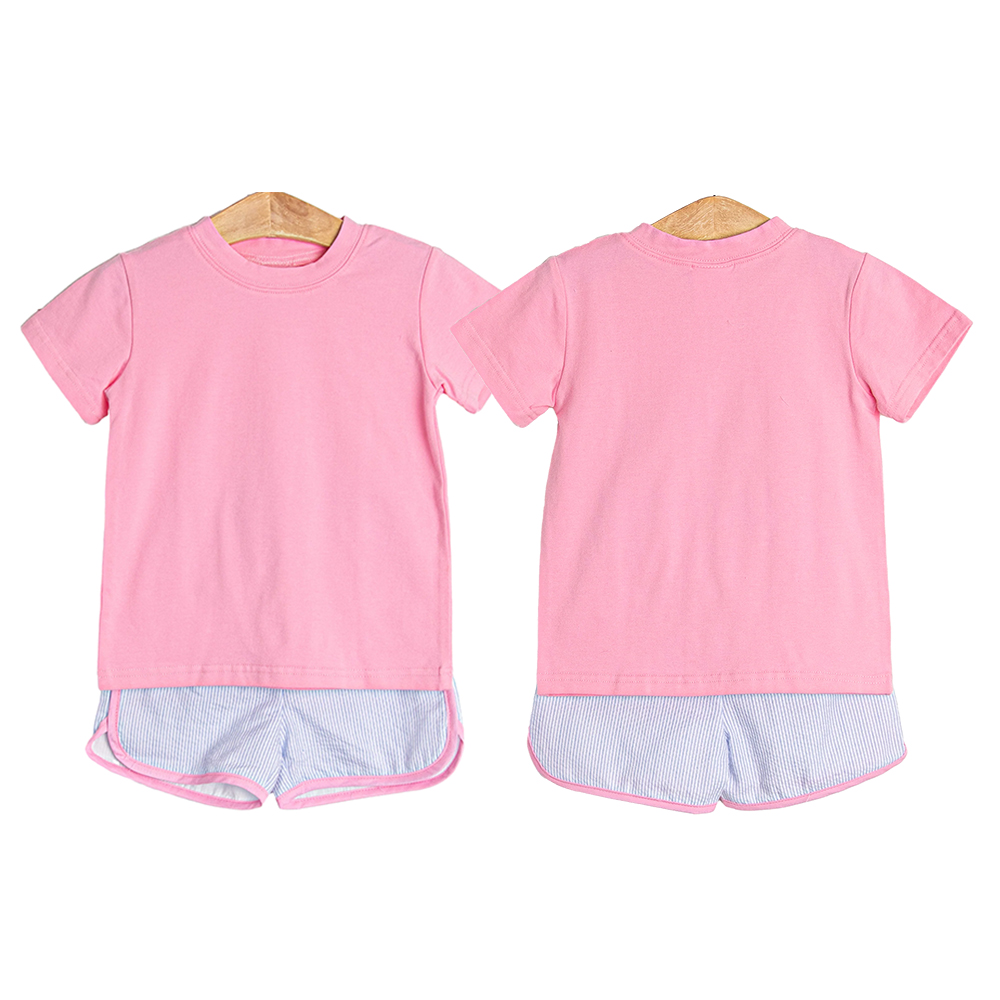 New model summer kids girls sporting short set cotton toddler girl short sleeve tshirt shorts set for girls