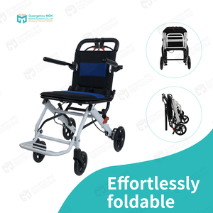 כסא גלגלים ידני מתקפל מאלומיניום, גלגלים קטנים, נייד, כסא ניידות לסיוע לנכים - Product Image 2