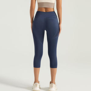 กางเกงโยคะเอวสูงแบบสั่งทำสำหรับผู้หญิง พร้อมขอบเอวยางยืด ผ้ายืดสแปนเด็กซ์ ดีไซน์ยกกระชับขา กระเป๋าข้างตาข่ายไร้รอยต่อ 7 จุด - Product Image 3