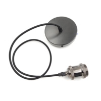 Disque rond de 12 cm + fil tressé de 1 m + tête de lampe rétro E27 noir foncé