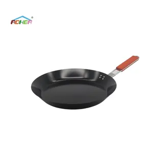 Aohea Hot Sale Carbon Steel Foldable Non-stick Bbq Grill Frying Tray Wok Skillet Pan Baking Pan For Barbecue