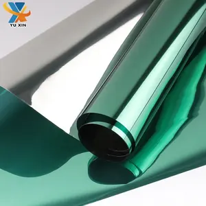 Película de tinte de ventana de espejo verde de un lado para casa, material de PET de construcción, película solar decorativa