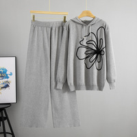 Ensemble deux pièces pour femmes, pantalon large à jambes larges en nylon/coton anti-froissement, style européen et américain de luxe, à capuche, pour l'automne et l'hiver