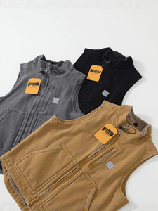 Gilet en toile de travail délavé et vieilli Ca Retro New <span class=keywords><strong>V33</strong></span> à col montant en laine - Product Image 2