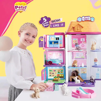 2025 anak perempuan baru bermain rumah boneka anjing peliharaan rumah mainan simulasi kartun bermain perawatan hewan peliharaan bel pintu rumah boneka mainan